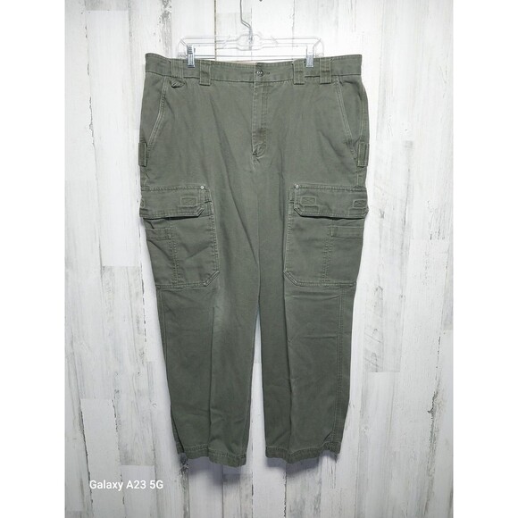 Duluth Trading Men's Fire Hose Relaxed Fit Cargo Work Pants 42x32 Green - Picture 1 of 6